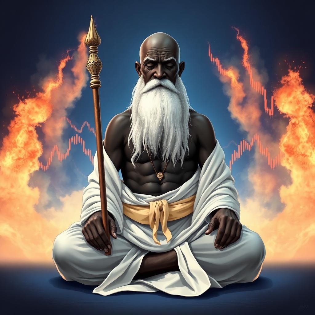 LAPIS meditating while crypto charts explode